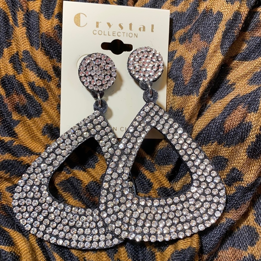 Silver tone diamond earrings